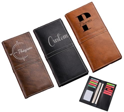 Portafoglio lungo personalizzato personalizzato per uomo donna estetica in pelle bifold RFID elegante sottile finestra ID fatto a mano porta carte di credito cerniera interna, logo nome monogramma