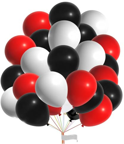 Fesnova 30 Stück Luftballons Schwarz Weiß Rot, 12 Zoll, Latex Ballons, für Valentinstag, Hochzeit, Babyparty, Gender Reveal, Prinzessin, Junggesellinnenabschied, Geburtstagsparty Dekorationen
