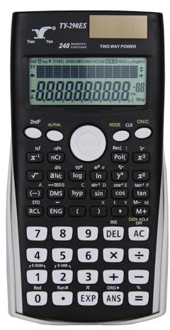 Wissenschaftlicher Taschenrechner, Mathematikrechner, 240 Funktionen, zweizeiliges LCD-Display, solarbetrieben, tragbar, für Schüler, Lehrer, Ingenieure, Büro, Schule