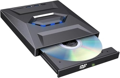 Generico Lettore Blu-ray esterno 7 in 1, USB 3.0/tipo C, portatile, lettore BD/DVD/CD, con hub USB, lettore di schede SD/TF, 6 unità ottiche Blu-ray per laptop e PC desktop (nero)