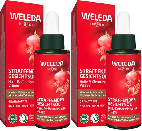 WELEDA Bio Straffendes Gesichtsöl - Naturkosmetik Natural Anti Aging Gesichtspflege Öl mit Granatapfelsamenöl & Arganöl. Zellerneuernde Feuchtigkeitspflege mindert Falten & strafft die Haut (1x 30ml)