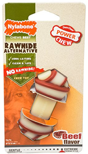 Nylabone Extreme Tough Dog Chew Toy Rawhide Knot Alternative, Mess-Free, Beef Flavour, Extra Small, for Dogs Upto 7 kg