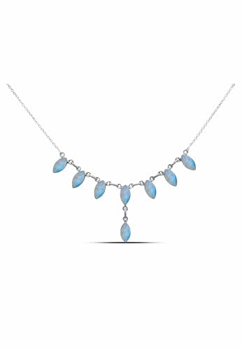 mantraroma Kette 925 Silber Edelstein Collier Silber Damen Sterling Silber Halskette Geschenk (MCO-004)