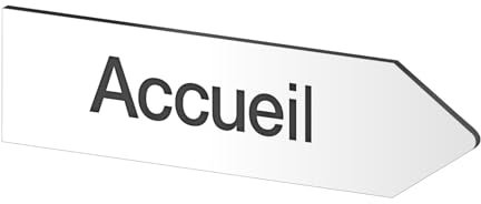 DECOHO - Panneau directionnel personnalisable - Signalétique adhésive en PMMA blanc - Flèche droite, gravure laser - 80x300 mm, usage intérieur et extérieur - Blanc