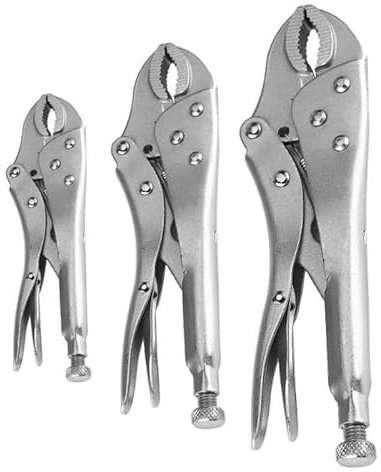 Locking Pliers Mole Grips Heavy Duty Adjustable C Type Curved Jaw Self Lock Pliers for Electrical Pipeline Automobile Maintenance Black red (5+7+10)