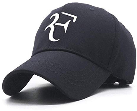 Hat Geburtstagsgeschenk 100% Baumwolle 3D-Stickerei-Tennisstar Roger Federer Dad Hat Sport Baseballmütze Unisex-Snapback Caps Tennis F Herren Caps (Color : Black, Size : 56cm 60cm)