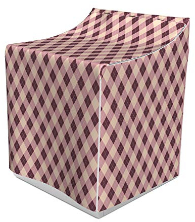 ABAKUHAUS Brown Plaid Waschmaschienen und Trockner, Diamantförmig Plaid-Entwurf mit punktierte Streifen-Auszug, Bezug Dekorativ aus Stoff, 70x75x100 cm, Pale Rose Aubergine