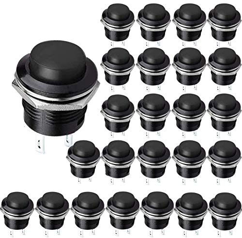 VISSQH 25 Piezas interruptor pulsador,pulsador redondo 16mm,pulsador momentaneo 3A AC250V/6A AC125V boton pulsador electrico para Arduino/Salpicadero de Coche/Barco