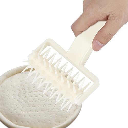 Pastry Lattice Roller Cutter,Pastry Roller with Spikes Pizza Docking Tool,Pizza Dough Docker,Dough Pizza Pastry Crimper with Non Slip Handle,Needle Roller Pizza Puncher Pizza Bread Pin Puncher
