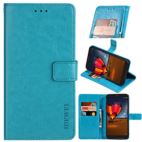 BELLA BEAR Handyhülle Kompatibel mit Wiko View 4/ View 4 Lite Hülle Premium Leder Flip Schutzhülle Tasche Case Brieftasche Etui Hülle für Wiko View 4/ View 4 Lite(Himmelblau)