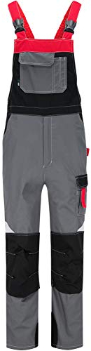 BWOLF Techno - Salopette da lavoro da uomo e da donna con elementi riflettenti in grigio/rosso/nero Grigio/rosso/nero XXL