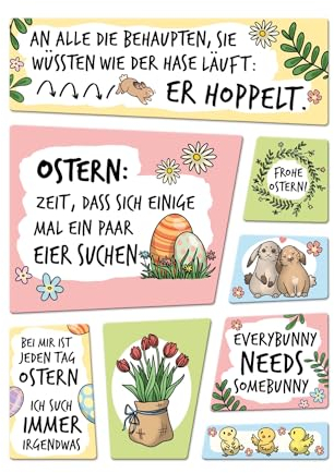 Lustige Sprüche zu Ostern 8er Set Kühlschrankmagnete Ostern Hasen Hase Kaninchen