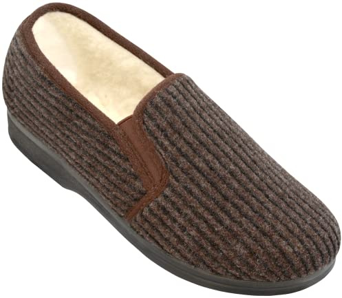 BeComfy Herren Warme Filz Hausschuhe Gefüttert mit Wolle 40-46 EU (Braun, EU Schuhgrößensystem, Erwachsene, Numerisch, M, 42)
