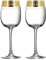 Roman Deluxe Large Wine Glasses Set of 2 - Decorated with Unique Engraved Golden Ornament/Thick Long Stem/ 400ml - Great Gift for Women and Men - Birthday, Wedding (Greek Ornament)
