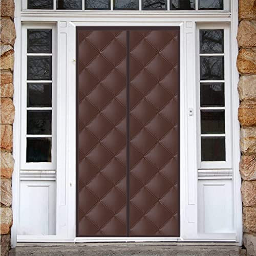 Warm Windproof Door Curtain, Heavy Duty Magnetic Curtain Door Magnetic Thermal Insulation Against Cold Draughts Windproof Cold-Resistant Cold Air Screen Door for Kitchen (150x210cm,Brown)