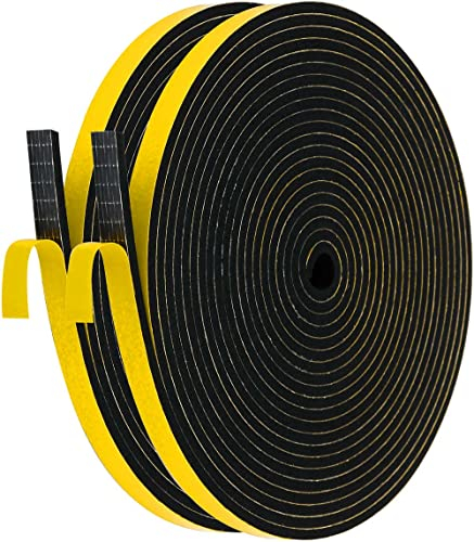 Palazen 12m Dichtband für Spülbecken und Einbauspülen 9mm(B) x3mm(D) Dichtungsband Selbstklebend für Türen Fenster Abdichtband als Spülen Türdichtung Fensterdichtung Schwarz [2 Rollen mit je 6m]