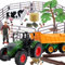 Hyrenee Tracteur Agricole Jouets Jeux Tracteur avec remorque Véhicule à l'échelle 1/24 avec Fermier Vache Herbe Tronc Outil de Ferme pour Garçons Filles Enfants Toodlers âge 3-7 Ans