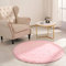 VOFUSHON Schlafzimmer Shaggy Plüsch runden Teppich Bunte Batik Faux Flauschiger Samt Moderne Innenteppiche Lange Haare Fell Optik Gemütliches Bettvorleger Sofa Matte Carpet(Rosa,100 x 100 cm)