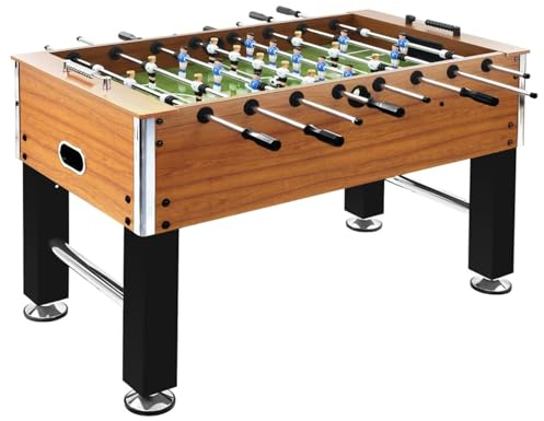 LAPOOH Kickertisch Stahl 60 kg 140x74,5x87,5 cm Hellbraun und Schwarz Tischkicker, Tischfussball, Tischkicker Bälle, Tischkicker Erwachsene, Spieltisch