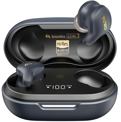 TOZO Golden X1 Auriculares Inalámbricos Bluetooth 5.3 con Híbrida ANC Llamada ENC Ajuste EQ 32H Reproducción Soporta Carga Inalámbrica USB Tipo C IPX6 Estrella Negro