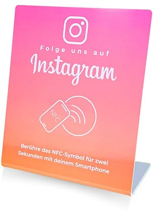Folge uns auf Instagram NFC Aufsteller | Mehr Follower gewinnen | vorprogrammiert auf Ihren Instagram Account