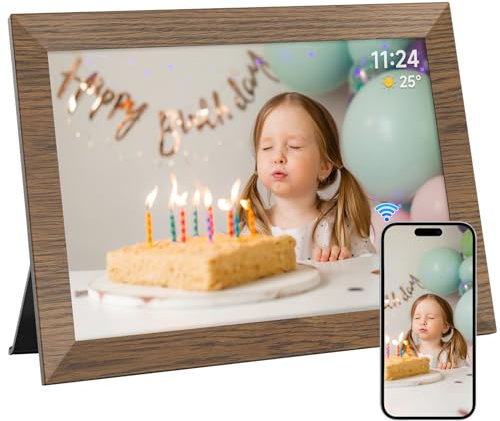 AHOWAI 32GB Digital Photo Frame WiFi, 10.1 Inch 1280x800 IPS LCD Touchscreen Digital Picture Frame, Auto-Rotate Electronic Photo Frame, Share Photos or Videos via Frameo App, Best Gift for Favorite