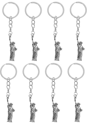 8pièces Porte-clé Statue Liberté Accessoires Patriotiques Pour Juillet Souvenirs Américains Décoratifs