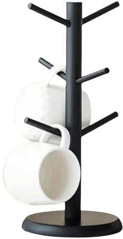 Leikurvo Becherhalter Bambus, Baumbecherhalter Brezelhalter mit 6 Haken, Bambus Tassenständer Tassenhalter, Zubehör Tasse Rack für Kaffeetasse, Brezel, Tassen, Würstchen, Halskette, Dekorationen