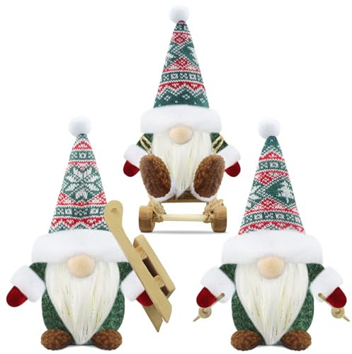 Gehydy Weihnachtswichtel Figuren 3er Set Weihnachtsdeko Wichtel Weihnachten Deko Wichtel Zubehör Dekoration Christmas für Home Küche - Grün