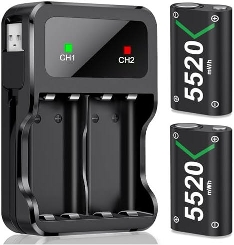 Elegamefy Akku Pack für Xbox Controller, Wiederaufladbare 2x5520mWh Akkus für Series X/S/One/One S/X/Elite, Langlebiges Zubehör