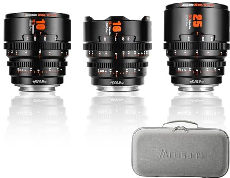 7artisans Objectif de cinéma Professionnel série T2.1 « Hope » 10mm/16mm/25mm, Cadre S35 Compatible avec Monture Fuji X, pour FujiX-S20/X-T5/X-H2/X-T4/X-H2S/X-T3/X-S10(Noir)