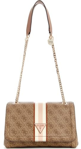 GUESS Damen Noelle Convertible Crossbody Flap Bag Handtasche, Beigefarbenes Logo