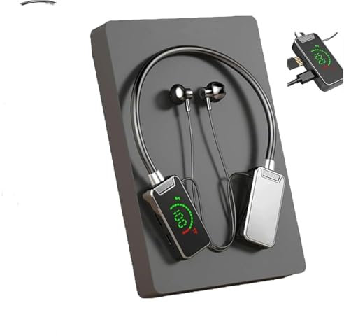 Hikaka Auricolari per streaming live con scheda audio wireless, auricolari per trasmissione Bluetooth e editing audio, cuffie Bluetooth impermeabili con archetto da collo wireless con display (nero)