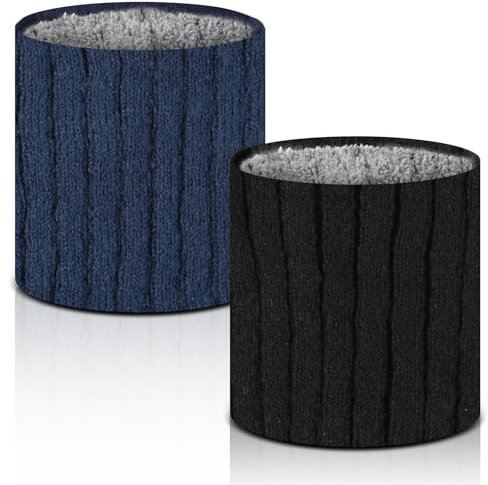 2 Stück Winter Loopschals, Gefütterte Fleece Schlauchschals, Fleece Halswärmer Winddicht Thermo Gestrickt Schlauchschal für Herren Damen, Geeignet für Outdoor Skifahren Motorrad (Schwarz, Marineblau)