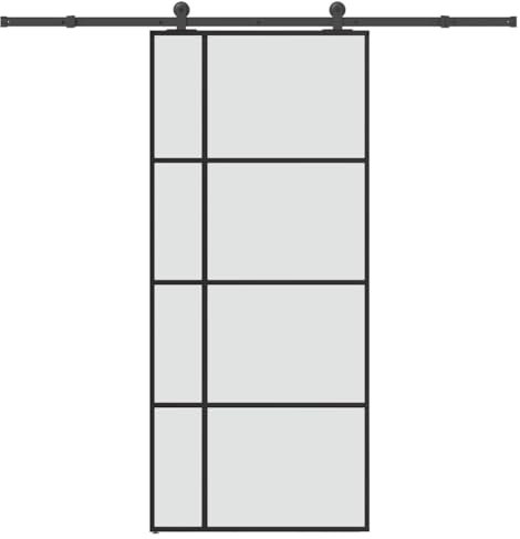 vidaXL Puerta corredera con set herrajes vidrio ESG aluminio 90x205 cm