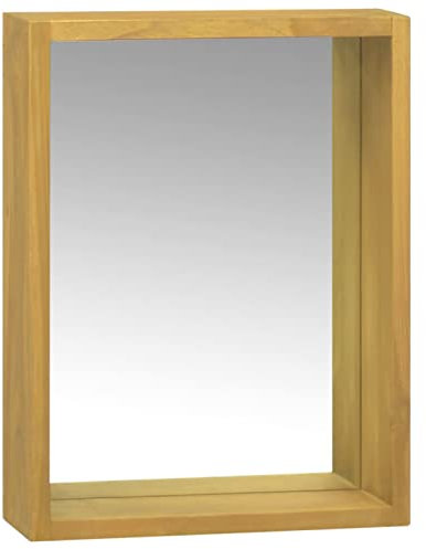 Gecheer Armoire à Miroir 30x10x40 cm Bois de Teck Solide Meuble de Rangement Salle de Bain avec Compartiment Armoire de Toilette