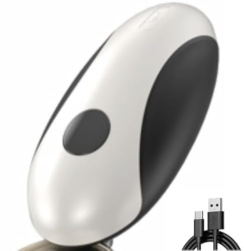 Ouvre-boîte électrique, Ouvre-boîte rechargeable pour les personnes souffrant d'arthrite, Bord lisse, Sécurité alimentaire, Ouvre-boîte à coupe latérale, Ouvre-boîte automatique à une touche