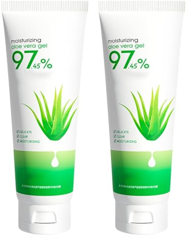 Organic Aloe Vera Gel Made, Aloe Vera Moisturising Gel Hydrating Moisturising Nourishing Repair Dryness & Roughness,Soothing Instant Relief for Skin & Sunburn (2 PACK)