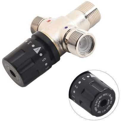 FACAIIO 3 4 Zoll DN20 Solarheizung Thermostat-Mischventil, Thermostatventil Dusche und Badewanne, Kupferkonstruktion mit BSP-Anschlüssen