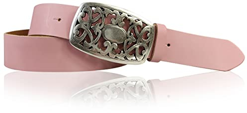 FRONHOFER Damen Ledergürtel 4 cm mit schöner Blumen Gürtelschnalle, echtes Leder, 17014