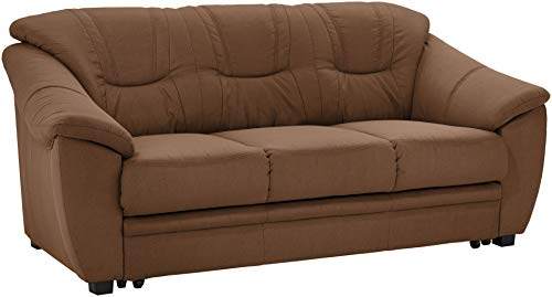 Cavadore 3-Sitzer Sofa Savana / 3er Sofa mit Federkern im klassischen Design / 198 x 90 x 90 / Mikrofaser in Lederoptik Braun