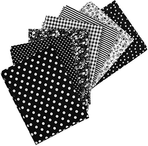 Faden & Nadel Stoffset: 7 Patchwork Stoffe, 100% Baumwolle, 50 x 50 cm, Farbe: schwarz