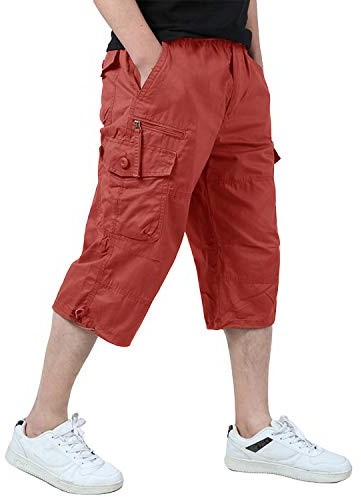 KEFITEVD Pantalones Cargo Hombre Algodón Bolsillos Múltiples Corte Cómodo | Pantalones cargo hombre de algodón con bolsillos múltiples y corte cómodo, casual para uso diario y actividades exteriores
