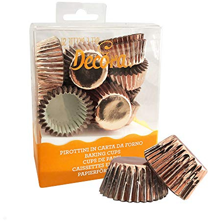 Decora, 0339796 Roségoldene Bon Bon Backförmchen, Bequeme Backförmchen zum Backen, Servieren und Verschenken von Bon Bons, Hitzebeständig bis 180 °C, In praktischer Blisterverpackung.