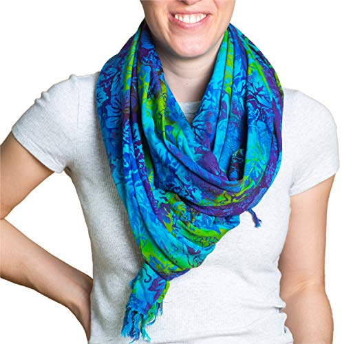 PANASIAM Scarf Batik 190x116cm, B012 blue green