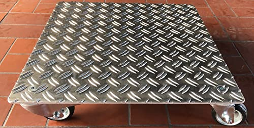 Pflanzenroller AluRiffelblech Q280 bis280kg Blumenroller Untersetzer Quadrat Indoor Outdoor (Riffel2,5/4-280-450x450)