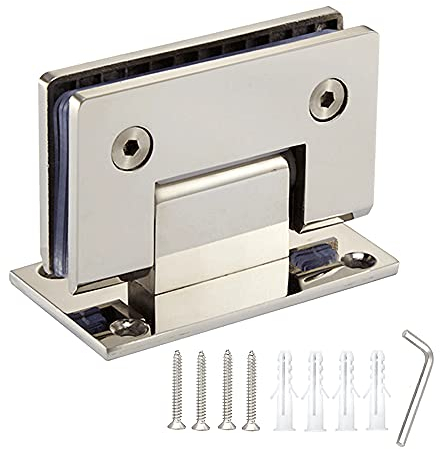 Clip per bagno in acciaio inox a 90°, resistente, senza cornice, per porta in vetro, accessori per doccia, vetrina fissa in vetro (argento lucido specchiato)