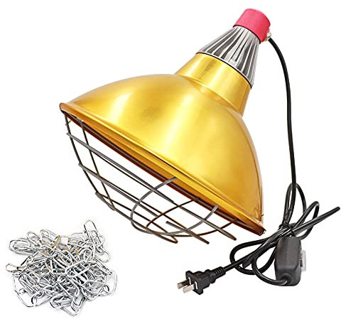 S-pomy Lampade Riscaldanti per Cuccioli Pulcini, Lampada Infrarossi Riscaldante per Tenere al Caldo Gli Animali, 275w Strumento Lampada Termica con Due Temperature Regolabili e Paralume in Alluminio