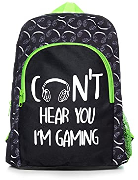 ThePyjamaFactory Gaming-Rucksack für Jungen und Mädchen, Gamer-Rucksack, Schultasche, Schwarz , One size