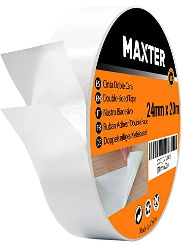 Doppelseitiges Klebeband Extra Stark - Transparentes Doppelseitiges Klebeband Dünn für Heimwerken, Basteln, Scrapbooking und mehr - Double Sided Tape (24 mm x 20 m)